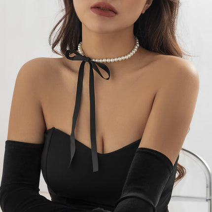 Vintage Long Bow Collar Chain Necklace