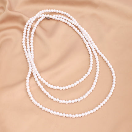 Layer Long Round Pearl Chain Pearl Necklace - FASHION SHEGOODS LLC