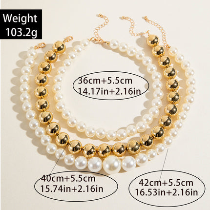 Imitation Pearl Multi-layer Beaded Necklace - FASHION SHEGOODS LLC