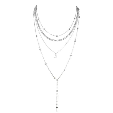 Fashion Jewelry Moon Pendant Layered Necklace