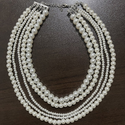 Multi-layered Imitation Pearl Choker Bridal Necklace - FASHION SHEGOODS LLC