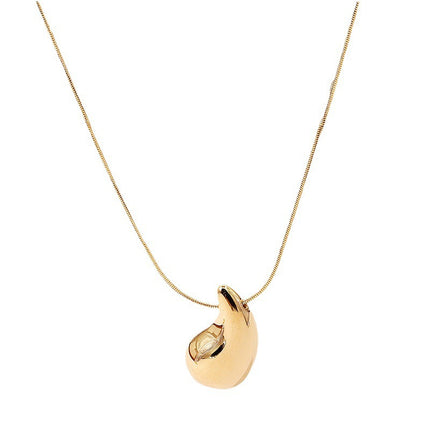 Women Paperclip Long Chain Necklace Teardrop Pendant