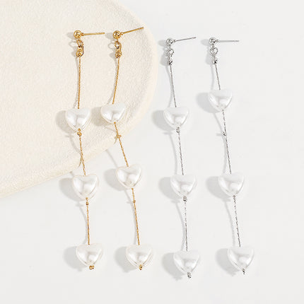 Heart Pearl Tassel Earring