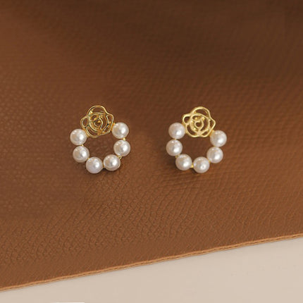Hollow Rose Pearl Women Earrings - FASHION SHEGOODS LLC