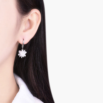 Handmade Long Tassels Flower Ball Crystal Hook Earrings