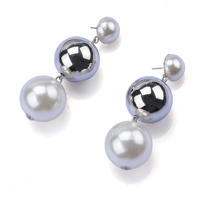 Hip-hop CCB Round Beaded Round Earrings