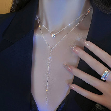 Double Layered Choker Necklace Women Sexy Tassel