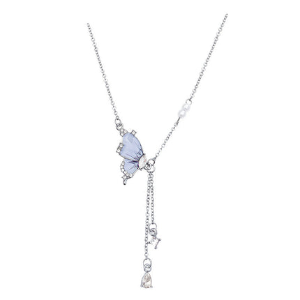 Butterfly Stone Pearl Necklace for Women