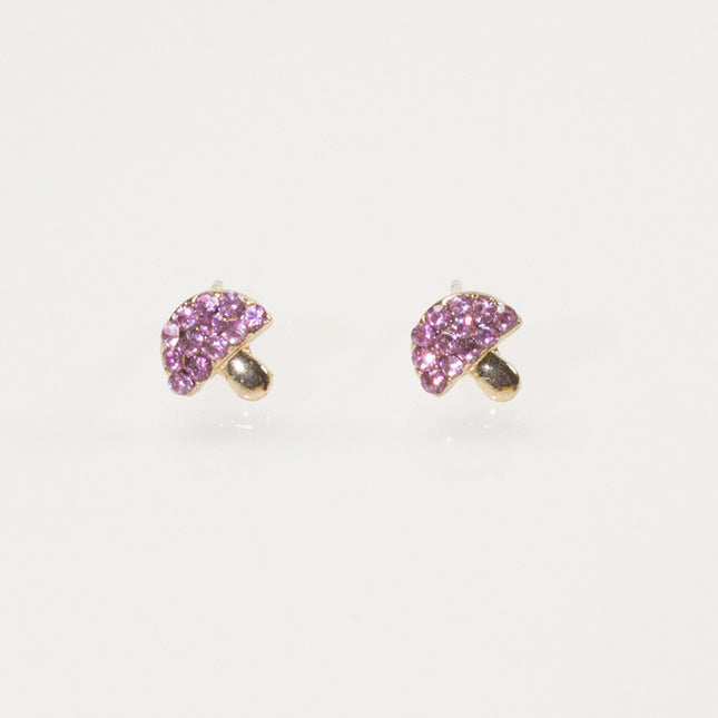 Pink Rhinestone mushroom Earring