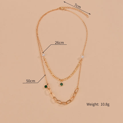 Multi Layer Necklace Crystal Stone Tassel Pendant