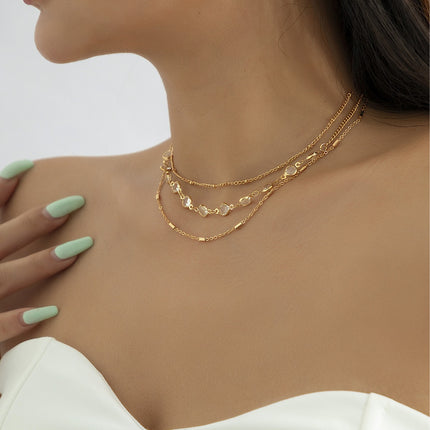 Crystal Layer Paperclip Chain Necklaces