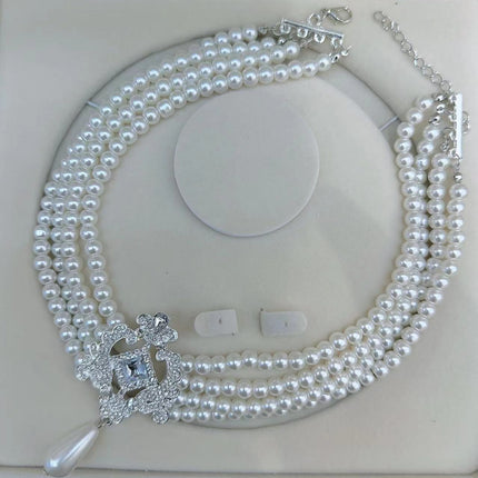 Multi Layers Strand Chokers Beaded Imitation Pearl Chains Necklace for Women Necklace Party Jewelry