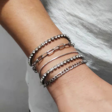 Women Tennis Chain Bracelet Set