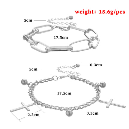 Layer Chain Link Cross Pendant Bracelets