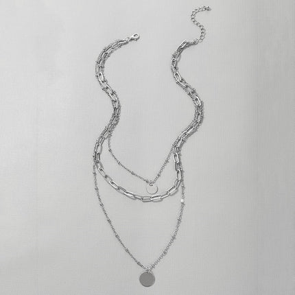 Geometric Pendant Round Three layer Necklace - FASHION SHEGOODS LLC