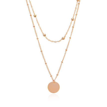 Bohemian Layered Necklace Round Coin Pendant Necklace