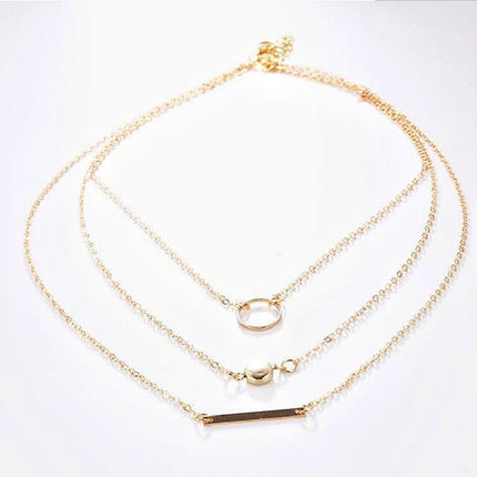 Multilayer Circles Geometric Round Chokers Necklaces - FASHION SHEGOODS LLC