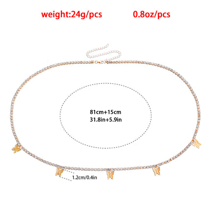 Butterfly Pendant Cross-Border Rhinestone Waist Chain