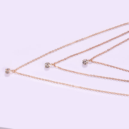 Layer Chain Zircon Pendant Necklace