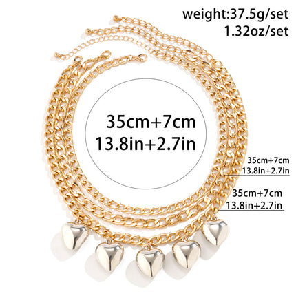 Multilayer Big Peach Heart Pendant Necklace - FASHION SHEGOODS LLC