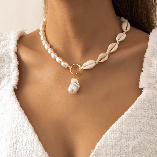 Handmade Women Pearl Necklace Natural Shell Necklace Jewelry - FASHION SHEGOODS LLC