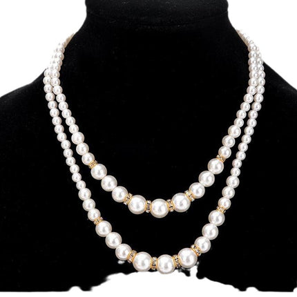 Multi-Layer Pearl Statement Bridal Choker Necklace - FASHION SHEGOODS LLC