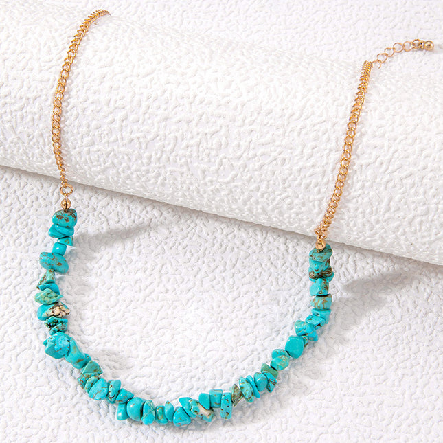 Bohemian Natural Stone Bead Choker Irregular Gravel Stone Necklace