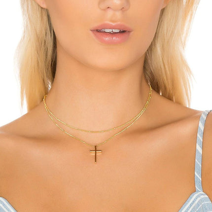 Multi Layered Cross Pendant Necklace for Women