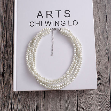 Multilayer Simulated Pearl Choker Necklace for Women - FASHION SHEGOODS LLC