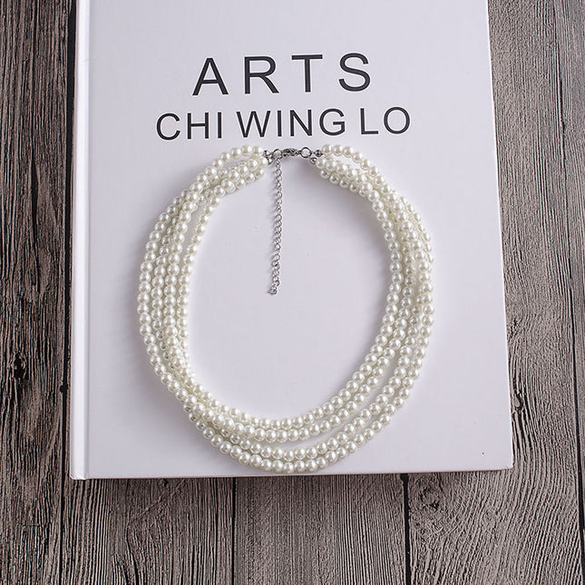 Multilayer Simulated Pearl Choker Necklace for Women - FASHION SHEGOODS LLC