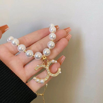 Double C Pearl Necklace Jewelry Set