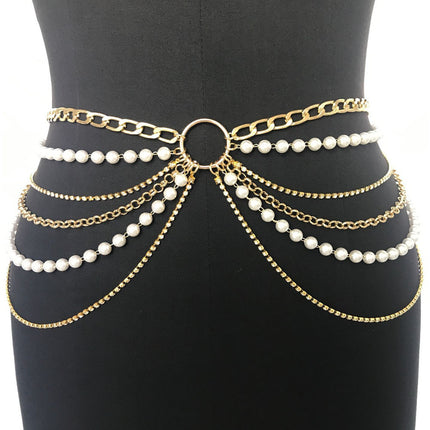 Layered Imitation Pearl Body Chains