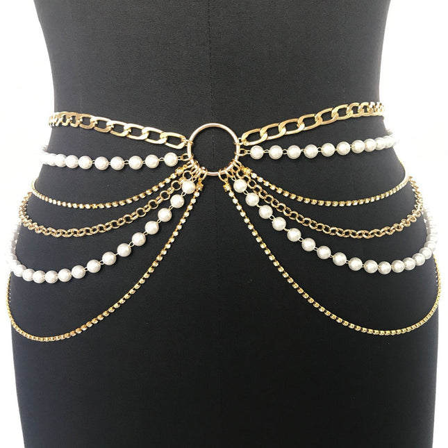 Layered Imitation Pearl Body Chains