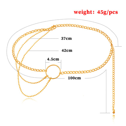 Hip Hop Punk Jewelry Retro Double Layer Metal Trouser Chain Waist Chain