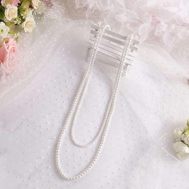 Multi Layered Faux Pearl Necklace Wedding Bride Necklace - FASHION SHEGOODS LLC