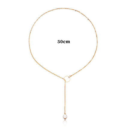 Chain Pearl Pendant Necklace