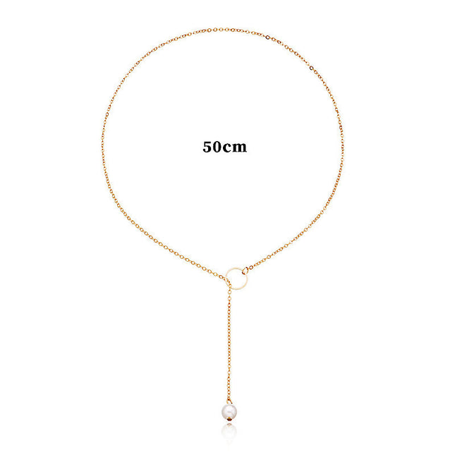 Chain Pearl Pendant Necklace