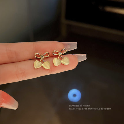 Flower Opal Bow Stud Earrings - FASHION SHEGOODS LLC