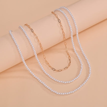 New Pearl Necklace Round Multi Layer White Chain - FASHION SHEGOODS LLC