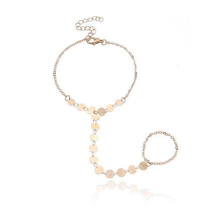 Geometric Sequined Metal Finger Ring Bracelet