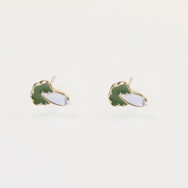 Enamel green vegetable earring