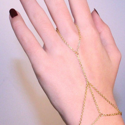 Punk Finger Ring Chain Bracelet