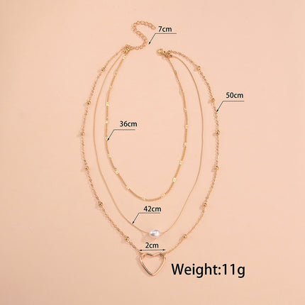 Beads Chain Pearl Hollowed Out Love Necklace