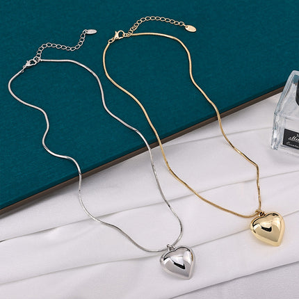 Peach Heart Snake Chain Necklace - FASHION SHEGOODS LLC