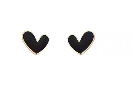 Black White LOVE Heart Stud Earrings for Women