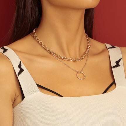 Thick Chain Necklace Women Circle Pendant