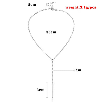 Metal Chain Bar Lariat Necklace