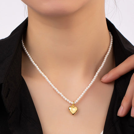 Heart Pearl Beads Chain Choker Necklaces - FASHION SHEGOODS LLC
