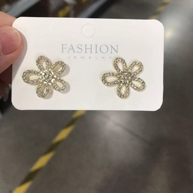 Rhinestone Sunflower Stud Earrings