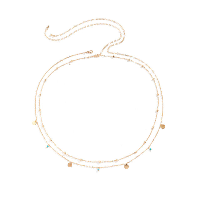 Versatile Bead Simple Sequin Pendant Double-Layer Waist Chain Jewelry